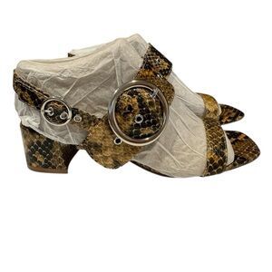 Top Shop Snake Skin Buckle Sandals size 5.5 yellowish and black